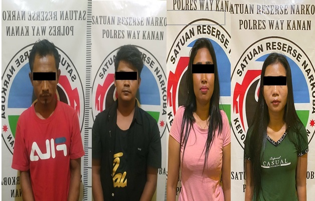 Diduga Edarkan Ekstasi di Buay Bahuga, Empat Pelaku Diamankan Polres Way Kanan