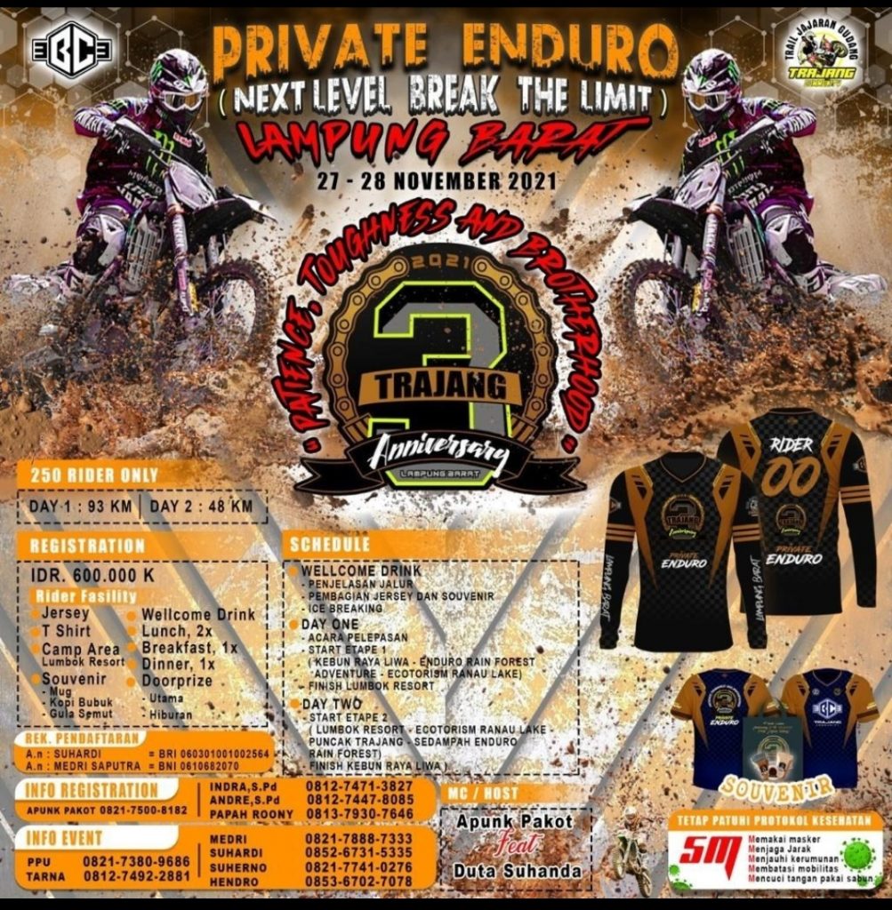 HUT Ke-III, Trajang akan Gelar Baksos dan Private Enduro Two Day
