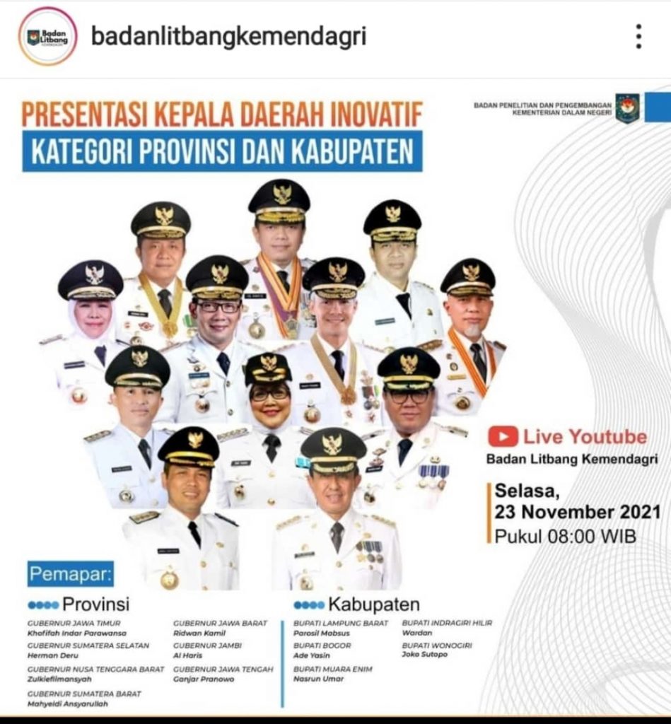 Parosil Mabsus Masuk Daptar Presentasi Kepala Daerah Inovatif Tahun 2021👇👇👇