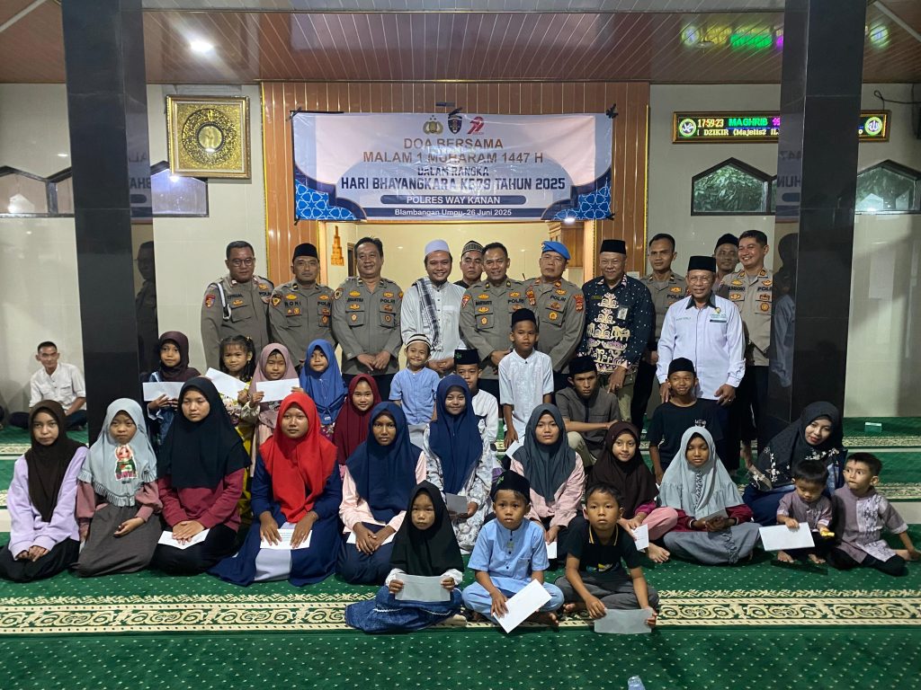 Sambut 1 Muharam dan Hari Bhayangkara Ke-79, Polres Way Kanan Gelar Do’a Bersama
