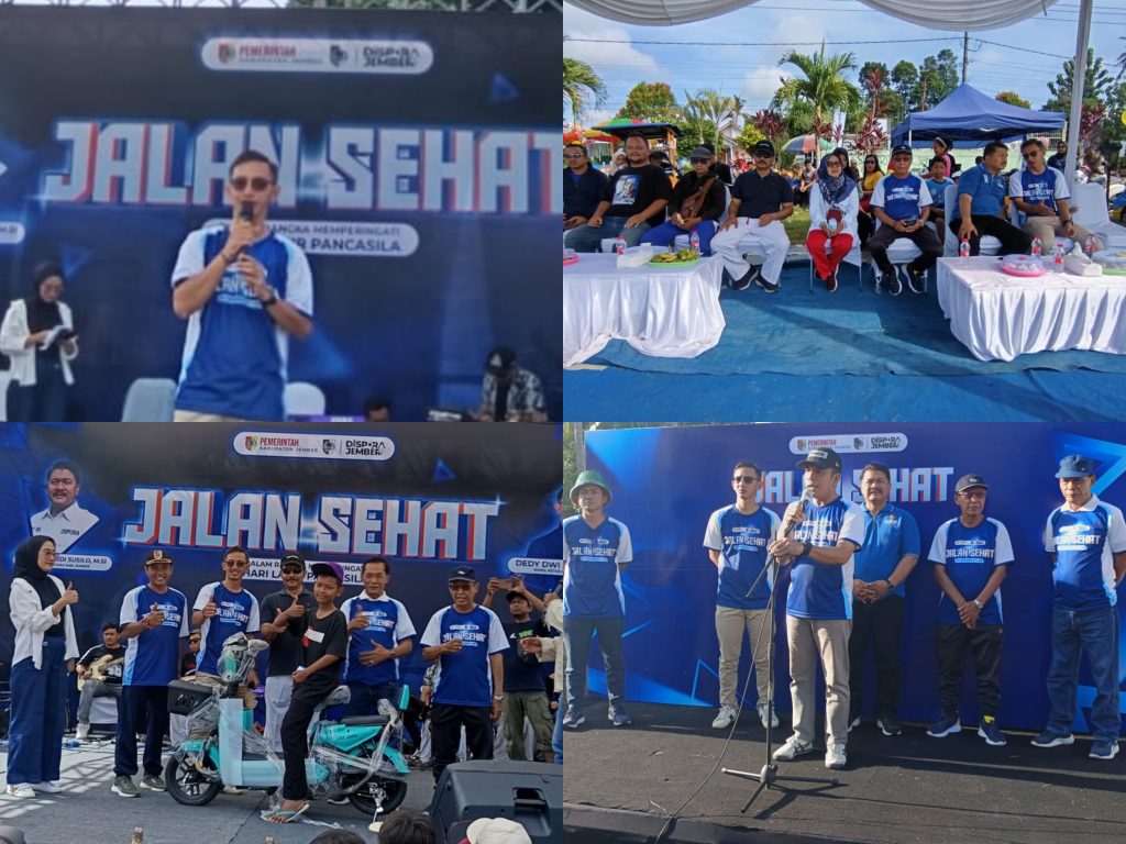 Antusias Warga Tegalwangi Warnai Jalan Santai Kolaborasi Wakil Ketua DPRD Jember Dedy Dwi Setiawan Dan Ka Dispora Jember