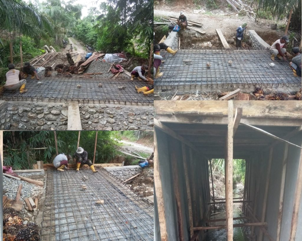 Pemdes Gedung Wani Adakan Pemasangan Plat Menuju Area Perkebunan Warga