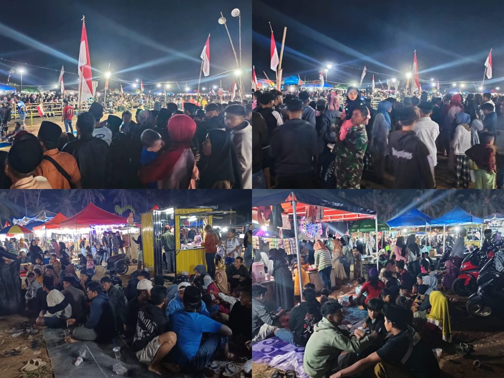 Jelang Malam Kemerdekaan RI Ke 80 Pengunjung Alun Alun Desa Tugusari Membludak Berdampak Pada UMKM