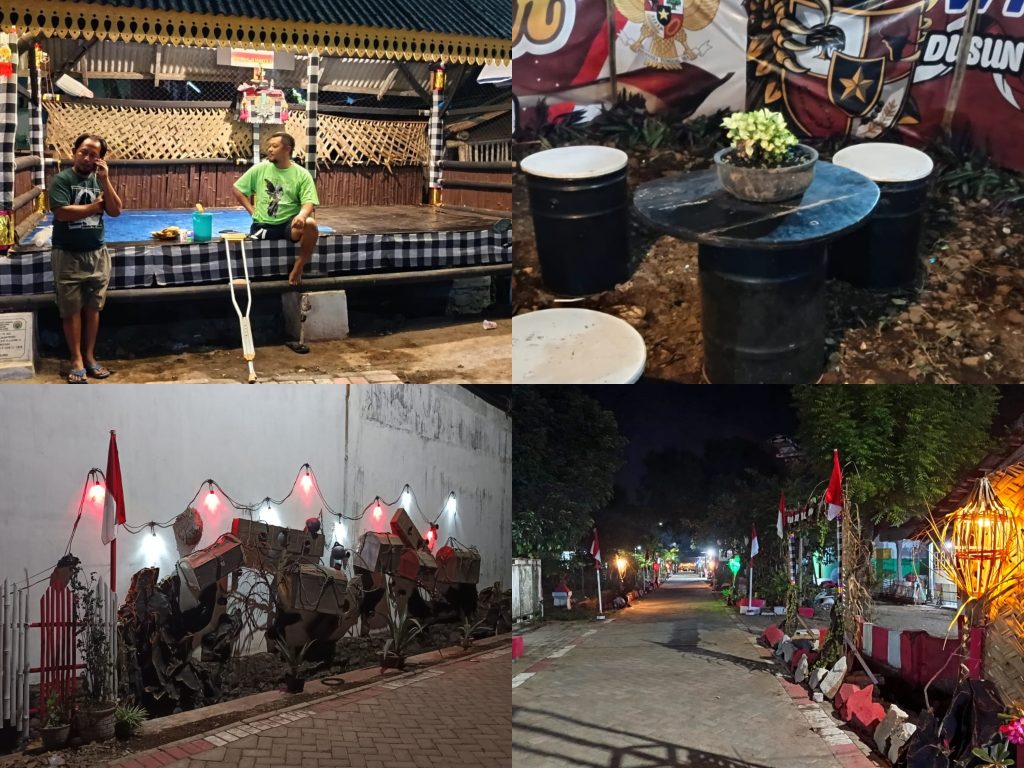 Indah! Lampu Bertema Balinese Dan Hiasan Perjuangan Ramaikan Suasana RW 32 Krajan B Bangsalsari