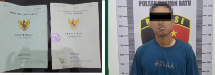 Polsek Pakuan Ratu Ringkus Diduga Pelaku Curi Sertifikat dan AJB di Way Tawar