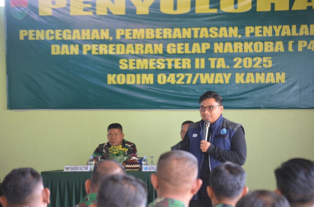 Kodim 0427/Way Kanan dan BNN Gelar Penyuluhan P4GN Semester II Tahun 2025
