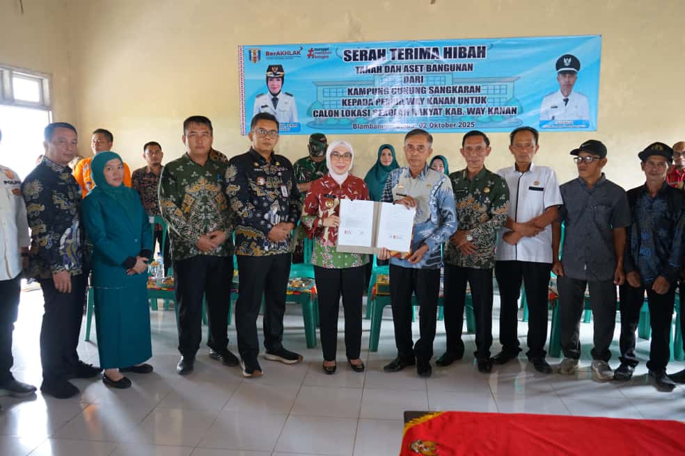 Pemkab Way Kanan Terima Tanah Hibah 9 Hektar Dari Pemkamp Gunung Sangkaran Untuk Pembangunan Sekolah Rakyat