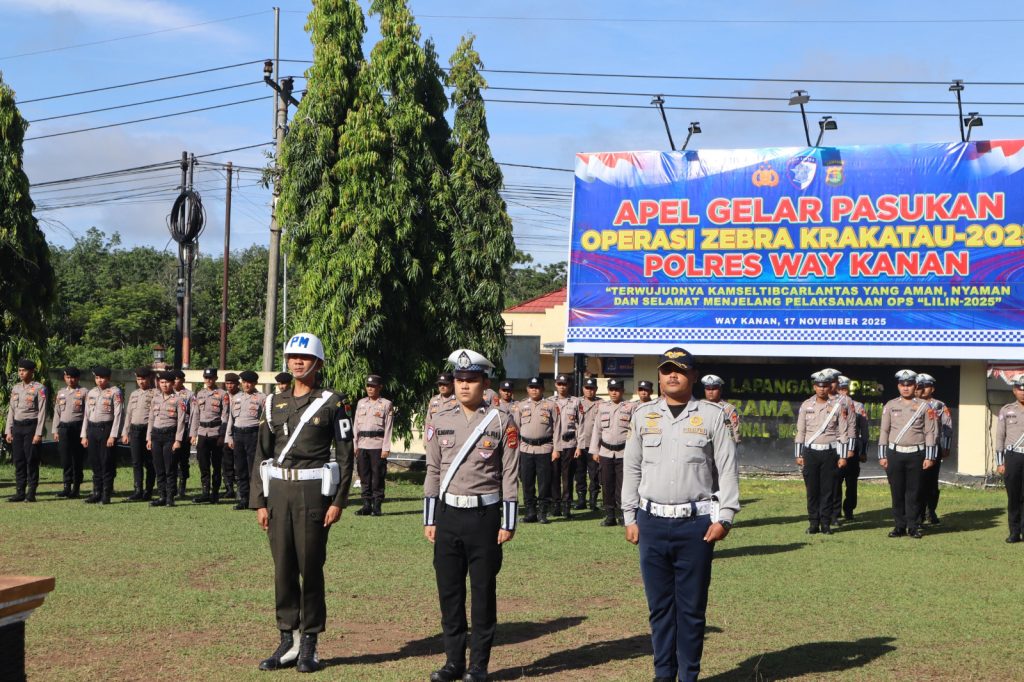 Polres Way Kanan Apel Gelar Pasukan Ops Zebra Krakatau 2025
