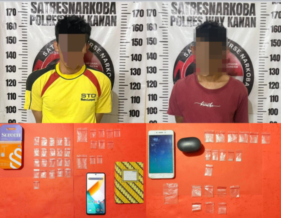 Dalam Sehari Satresnarkoba Polres Way Kanan Bekuk 2 TSK Diduga Edarkan Sabu dan Amankan 5,93 Gram Sabu di Mekar Asri