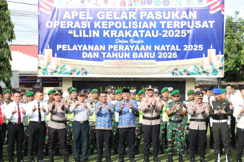 Jelang Nataru, Polres Way Kanan Apel Gelar Pasukan Operasi Lilin Krakatau 2025