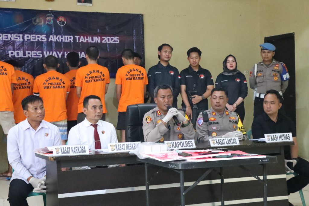 Polres Way Kanan Rilis Akhir Tahun 2025: Kejahatan Narkoba Meningkat 25,42 Persen, Untuk Kriminalitas dan Laka Lantas Turun