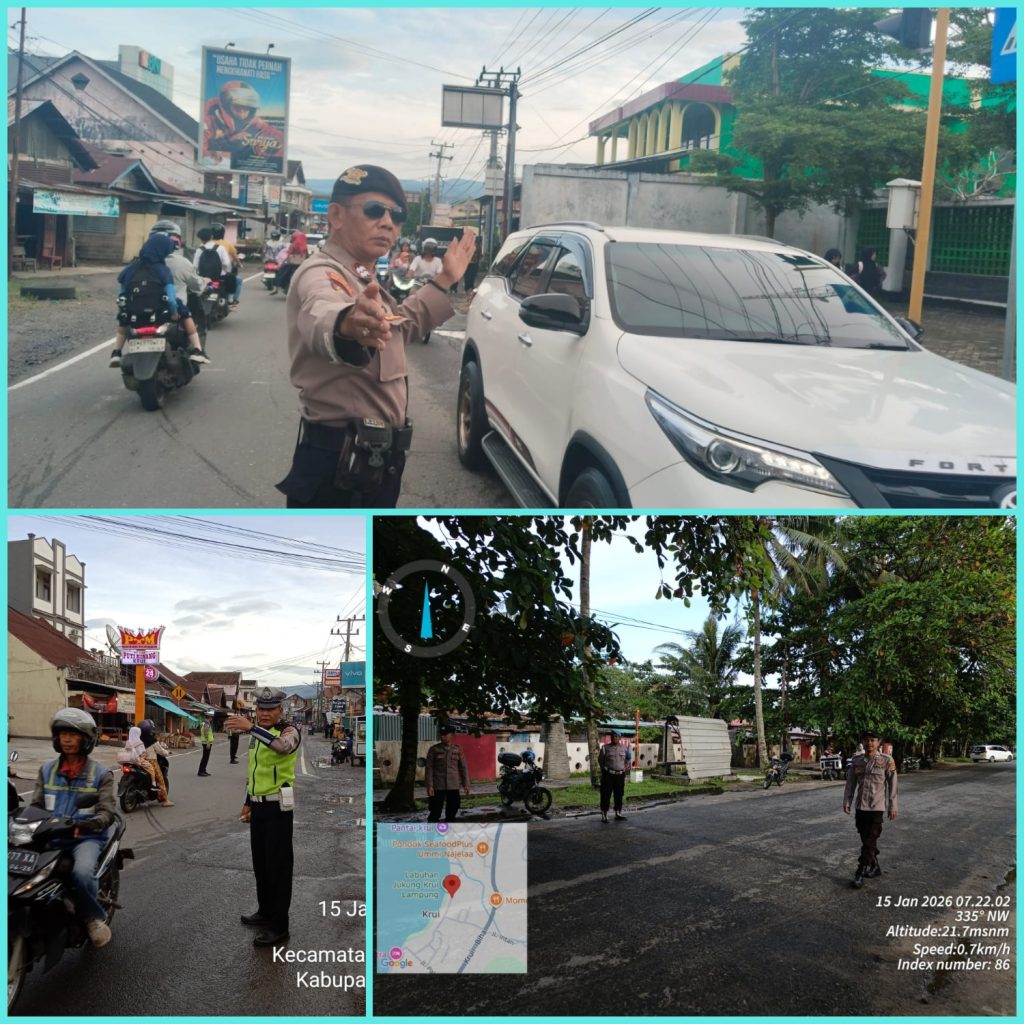 Polsek Pesisir Tengah Gelar Pam Rawan Pagi di Sejumlah Titik Persimpangan