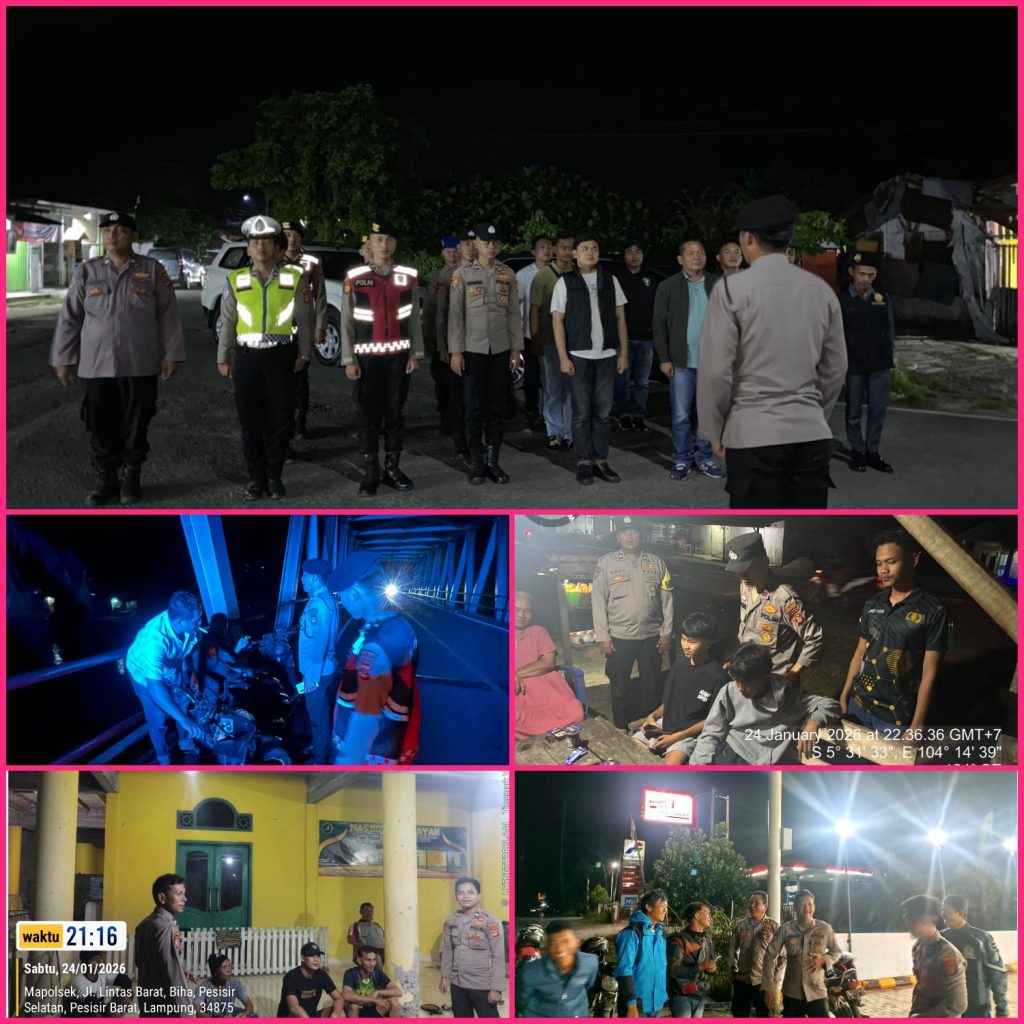 BERIKAN RASA AMAN, POLRES PESISIR BARAT BESERTA POLSEK JAJARAN GELAR PATROLI JAM RAWAN