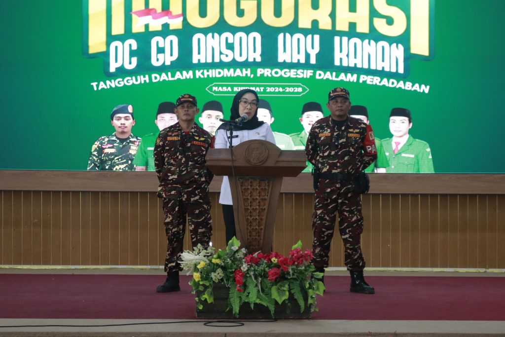 Bupati Ayu Hadiri Pelantikan GP Ansor Way Kanan