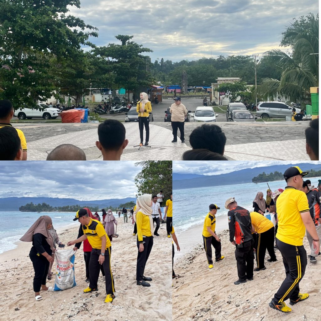 BERSIH-BERSIH PANTAI, POLRES PESISIR BARAT GANDENG FORKOPIMDA