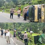 SAT LANTAS POLRES PESISIR BARAT TANGANI LAKA TUNGGAL DUA TRUK DI TANJAKAN LATER S PEKON PEMERIHAN