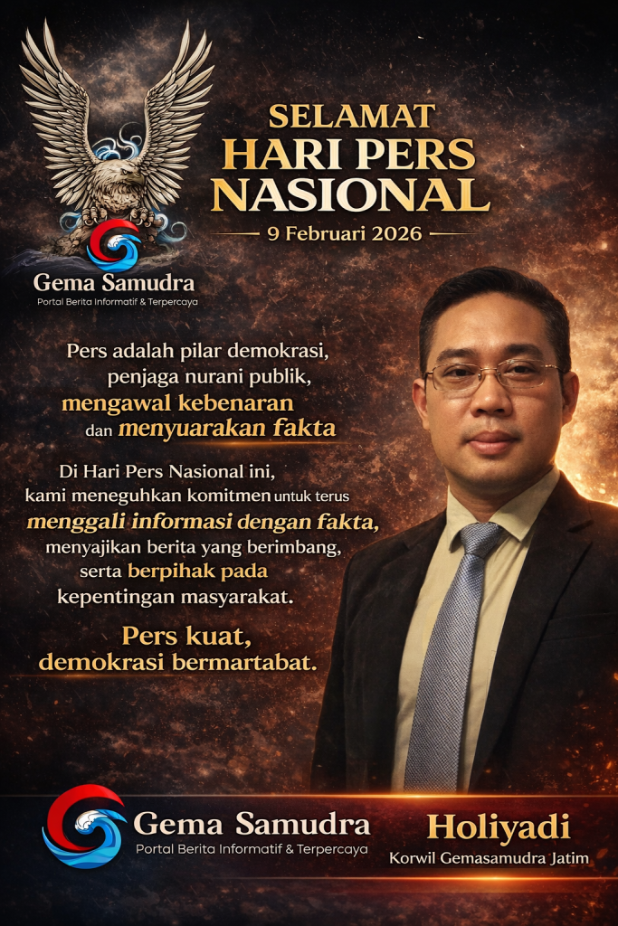 Ucapan SELAMAT HARI PERS NASIONAL 2026 korwil Gemasamudra Jatim Holiyadi
