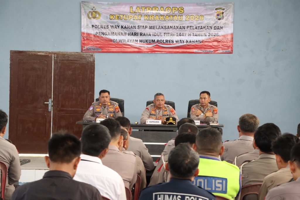 Polres Way Kanan Gelar Latpra Ops Ketupat Krakatau 2026