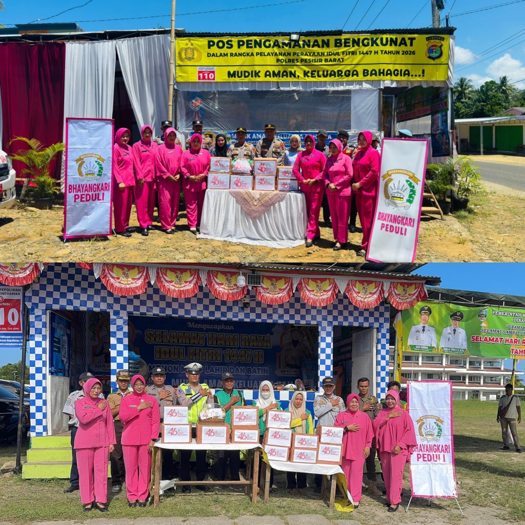 BHAYANGKARI CABANG POLRES PESISIR BARAT LAKSANAKAN KUNJUNGAN DAN BAKTI SOSIAL DI POS PENGAMANAN DAN PELAYANAN