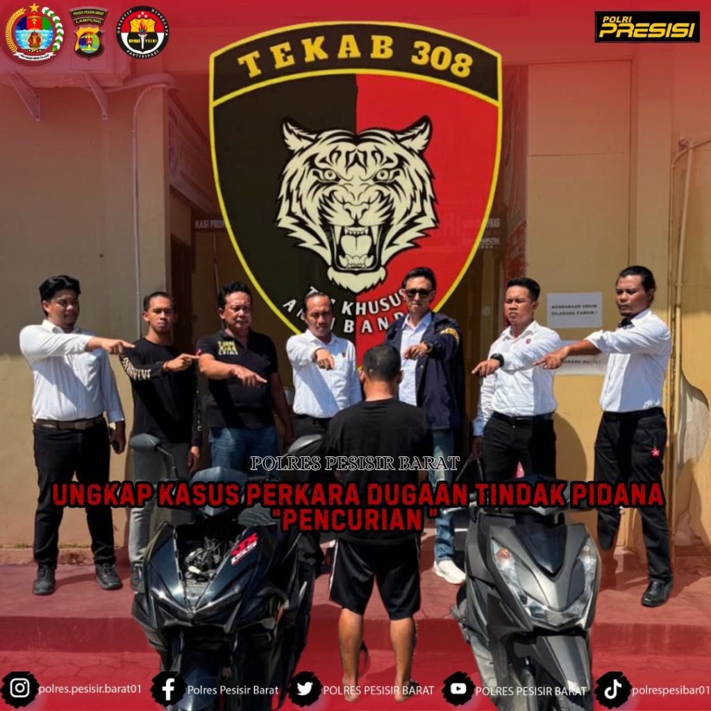 TAK SAMPAI 24 JAM, SAT RESKRIM POLRES PESISIR BARAT UNGKAP KASUS PENCURIAN, PELAKU BERHASIL DIAMANKAN BERSAMA BARANG BUKTI