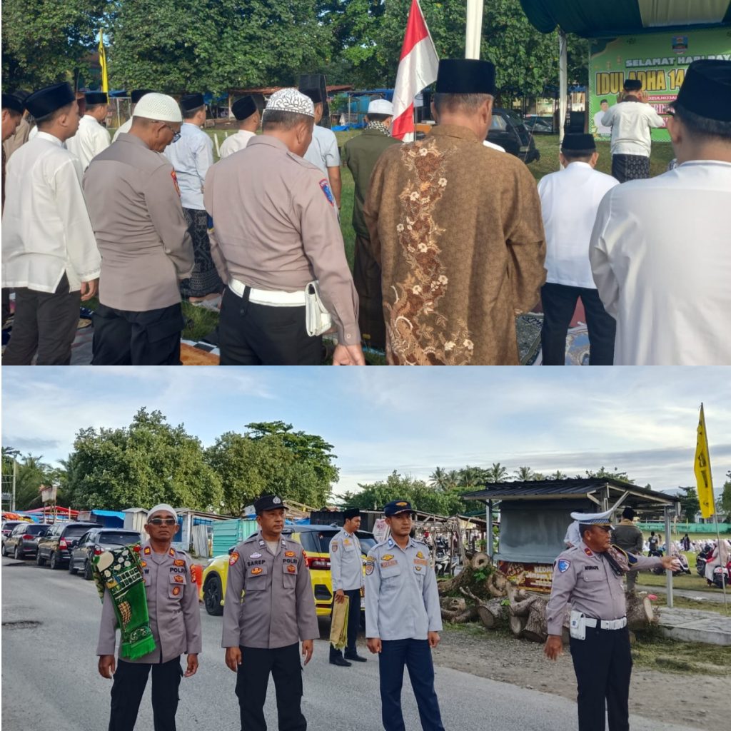 POLRES PESISIR BARAT LAKSANAKAN PENGAMANAN SHOLAT IDUL ADHA 1447 HIJRIAH