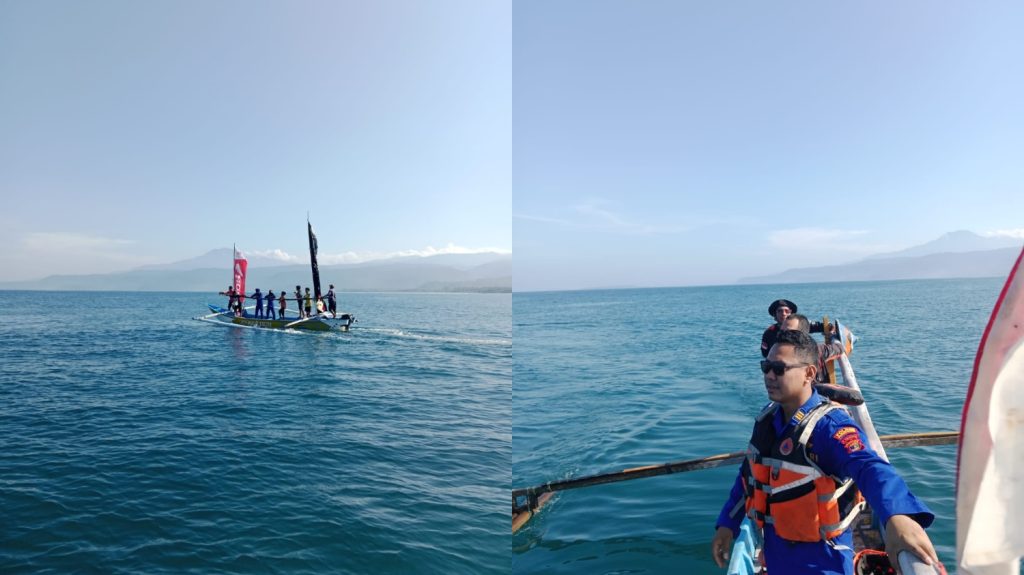 POLRES PESISIR BARAT TERJUNKAN SAT POLAIRUD SAAT LOMBA DAYUNG DI PERAIRAN TELUK SETABAS KABUPATEN PESISIR BARAT