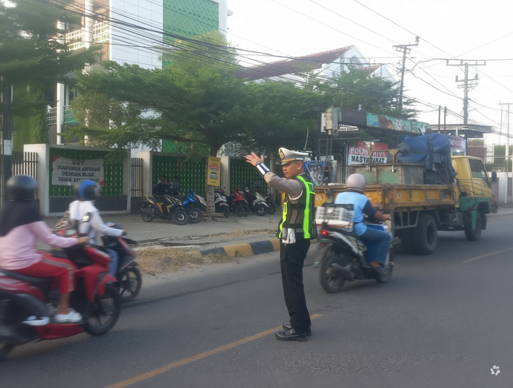 Jam Rawan Pagi Hari, Kasat Lantas Polres Pesisir Barat Laksanakan PAM dan Gatur Lalin di Jalan Lintas Barat