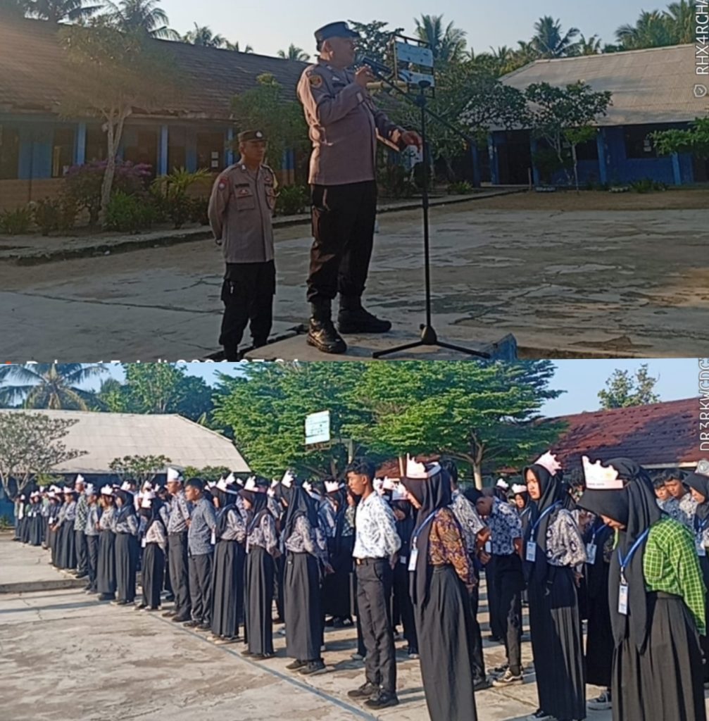 Personel Polsek Ngaras Polres Pesisir Barat Berikan Sosialisasi kepada Peserta MPLS SMAN 1 Ngambur