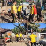 Polsek Ngaras Gotong Royong Bersihkan Lokasi Bekas Kebakaran Rumah Warga di Pekon Sukarame