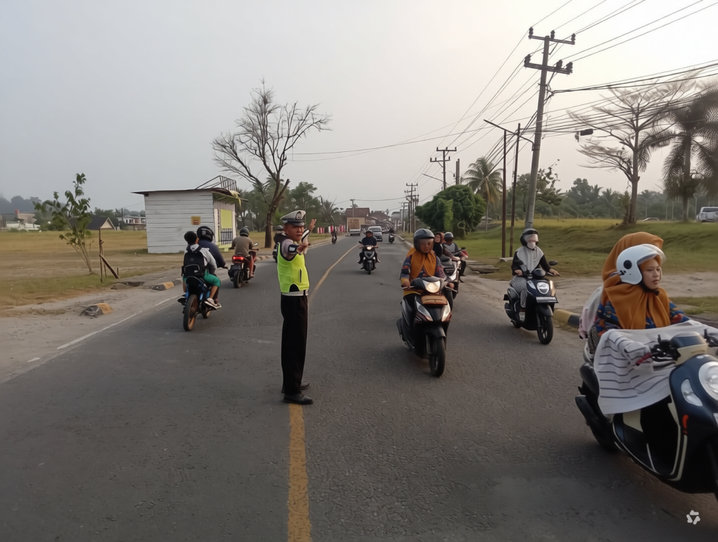 POLSEK PESISIR TENGAH LAKSANAKAN PAM RAWAN PAGI DAN PENGATURAN LALU LINTAS DI DEPAN KANTOR PEMKAB PESISIR BARAT
