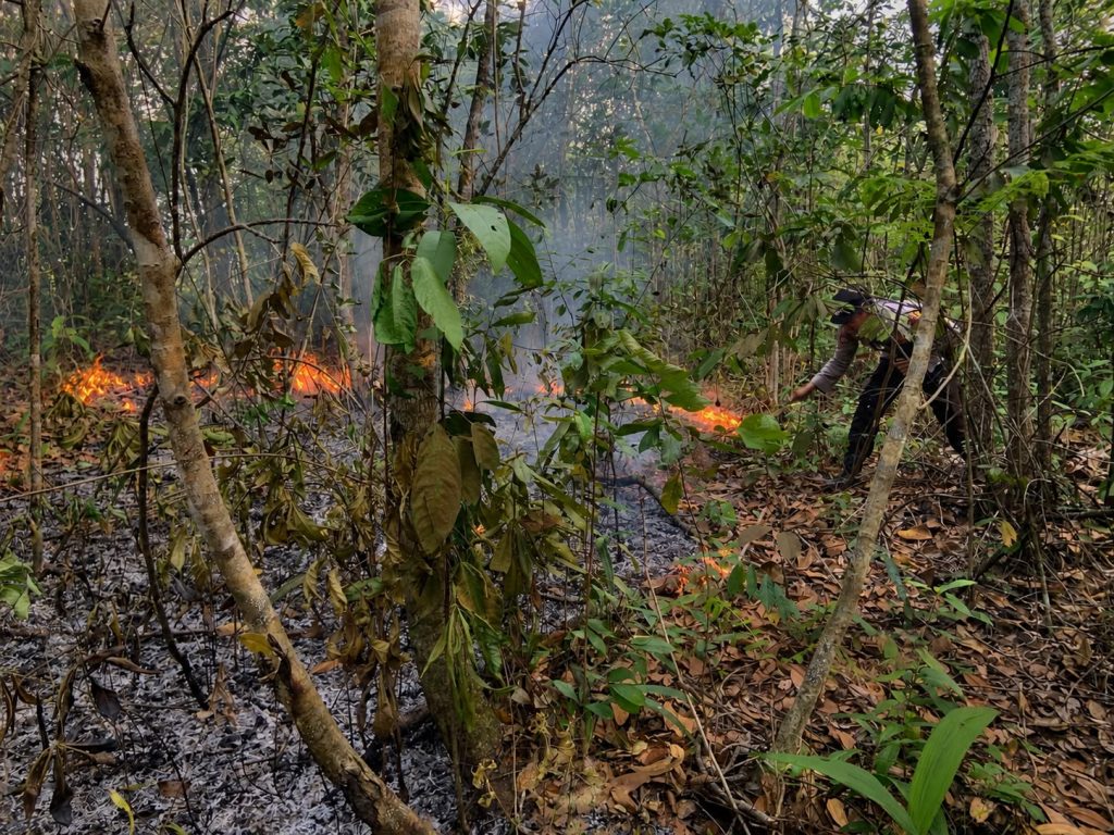 Cegah Karhutla, Polsek Umpu Semenguk Gerak Cepat Padamkan Api di Lahan Kebun