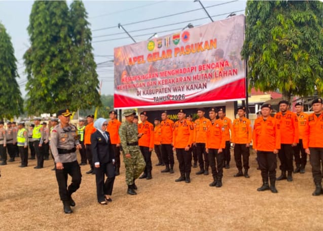 Bupati Way Kanan Pimpin Apel Kesiapsiagaan Karhutla, Tegaskan Sinergi dan Gerak Cepat