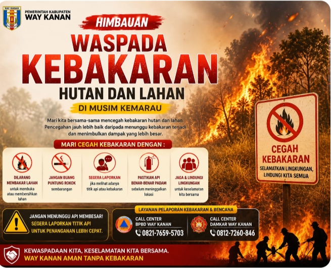Bupati Way Kanan Imbau Warga Tingkatkan Waspada Kebakaran di Musim Kemarau