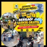 Tanggap Dampak Erupsi Gunung Anak Krakatau, DPD Golkar Lampung Selatan Bagikan Ribuan Masker Gratis di Kalianda