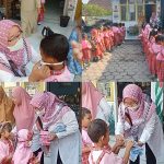 Laksanakan Himbauan Resmi Bupati Jember Gus Fawait Untuk Cegah ISPA, TK Dahlia II Karangsono Bagikan Masker kepada Anak Didik
