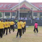 Jaga Kebugaran, Personel Polres Way Kanan bersama Bhayangkari Gelar Olahraga Senam Bersama