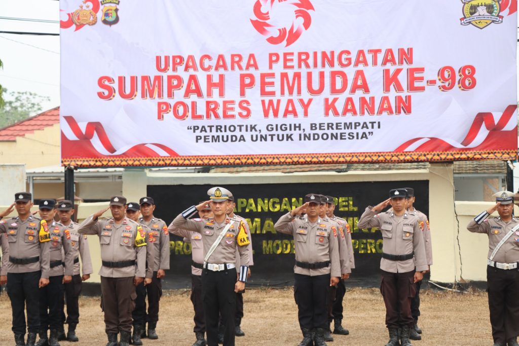 Polres Way Kanan Gelar Upacara HSP ke-98, Kobarkan Semangat Pemuda Patriotik, Gigih, dan Berempati