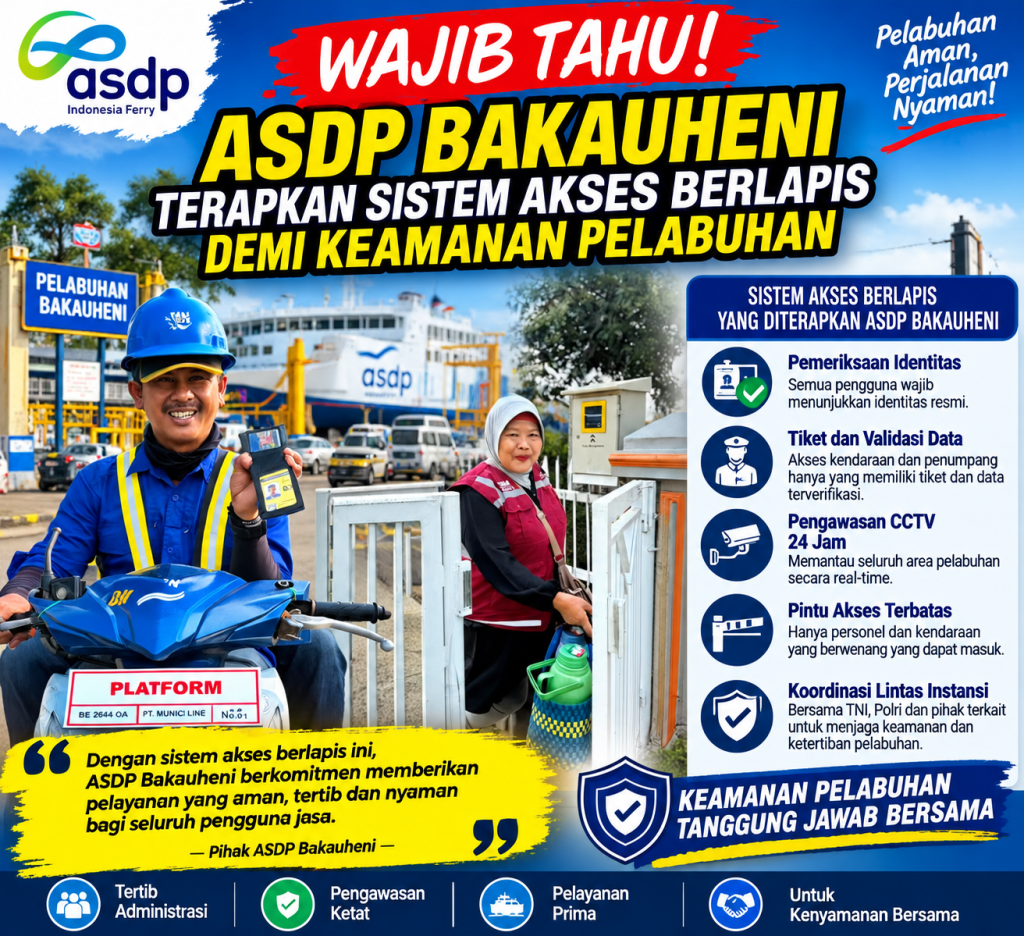 Wajib Tahu! ASDP Bakauheni Terapkan Sistem Akses Berlapis Demi Keamanan Pelabuhan